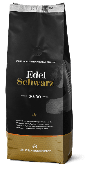 Schwarze Kaffeepackung »Edel Schwarz« 1 kg, Medium-Roast Espresso, Marke die espressonisten, stylisches Packaging